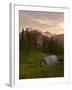 Blue backpacking tent in the Tatoosh Wilderness, Washington State, USA-Janis Miglavs-Framed Photographic Print