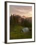 Blue backpacking tent in the Tatoosh Wilderness, Washington State, USA-Janis Miglavs-Framed Photographic Print