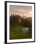 Blue backpacking tent in the Tatoosh Wilderness, Washington State, USA-Janis Miglavs-Framed Photographic Print