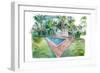 Blue Backyard Pool With Conch House In Key West FL-M. Bleichner-Framed Art Print