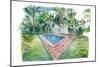 Blue Backyard Pool With Conch House In Key West FL-M. Bleichner-Mounted Premium Giclee Print