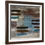 Blue Bared Abstract Square II-Michael Marcon-Framed Art Print