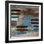 Blue Bared Abstract Square II-Michael Marcon-Framed Art Print