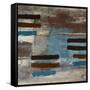 Blue Bared Abstract Square II-Michael Marcon-Framed Stretched Canvas