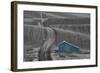 Blue Barn on a Country Road-Don Schwartz-Framed Art Print