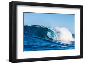 Blue Barrel-Powerful wave breaking off a beach, Hawaii-Mark A Johnson-Framed Photographic Print