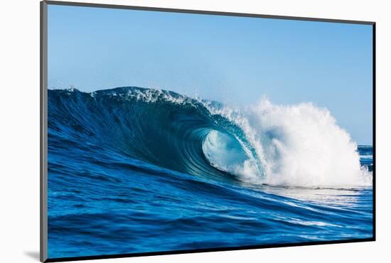 Blue Barrel-Powerful wave breaking off a beach, Hawaii-Mark A Johnson-Mounted Photographic Print