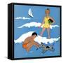 Blue Beach - Child Life-Harold Carroll-Framed Stretched Canvas