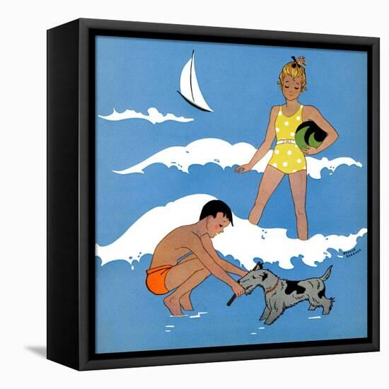 Blue Beach - Child Life-Harold Carroll-Framed Stretched Canvas