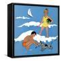 Blue Beach - Child Life-Harold Carroll-Framed Stretched Canvas