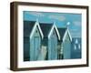 Blue Beach Huts-Marita Freeman-Framed Art Print