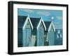 Blue Beach Huts-Marita Freeman-Framed Art Print