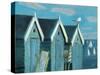 Blue Beach Huts-Marita Freeman-Stretched Canvas