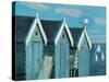 Blue Beach Huts-Marita Freeman-Stretched Canvas