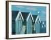 Blue Beach Huts-Marita Freeman-Framed Art Print