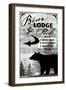 Blue Bear Lodge Sign 019-LightBoxJournal-Framed Giclee Print