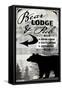 Blue Bear Lodge Sign 019-LightBoxJournal-Framed Stretched Canvas