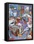 Blue Bedroom Cats-Bill Bell-Framed Stretched Canvas