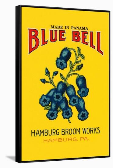 Blue Bell Broom Label-null-Framed Stretched Canvas