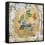 Blue Berries And Butterfly Tin Tile-Jean Plout-Framed Stretched Canvas