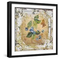 Blue Berries And Butterfly Tin Tile-Jean Plout-Framed Giclee Print