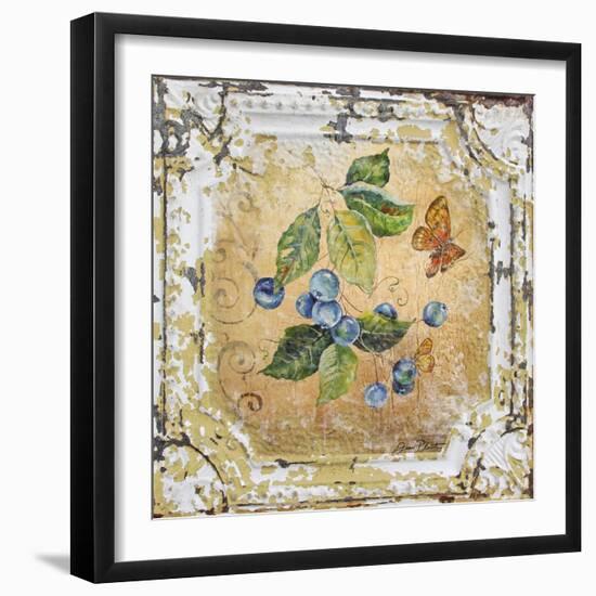 Blue Berries And Butterfly Tin Tile-Jean Plout-Framed Giclee Print