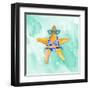 Blue Bikini Starfish on Watercolor-Lanie Loreth-Framed Art Print