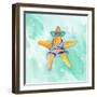 Blue Bikini Starfish on Watercolor-Lanie Loreth-Framed Art Print