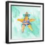 Blue Bikini Starfish on Watercolor-Lanie Loreth-Framed Art Print