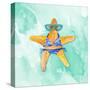 Blue Bikini Starfish on Watercolor-Lanie Loreth-Stretched Canvas