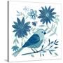 Blue Bird I-Farida Zaman-Stretched Canvas