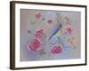 Blue Bird in Roses-Judy Mastrangelo-Framed Giclee Print