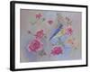 Blue Bird in Roses-Judy Mastrangelo-Framed Giclee Print