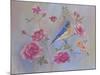 Blue Bird in Roses-Judy Mastrangelo-Mounted Giclee Print