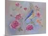 Blue Bird in Roses-Judy Mastrangelo-Mounted Giclee Print