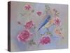 Blue Bird in Roses-Judy Mastrangelo-Stretched Canvas