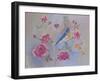 Blue Bird in Roses-Judy Mastrangelo-Framed Giclee Print