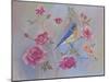 Blue Bird in Roses-Judy Mastrangelo-Mounted Giclee Print