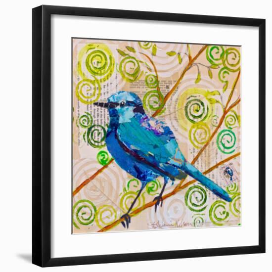 Blue Bird Of Happiness-null-Framed Art Print