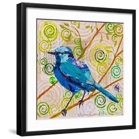 Blue Bird Of Happiness-null-Framed Art Print