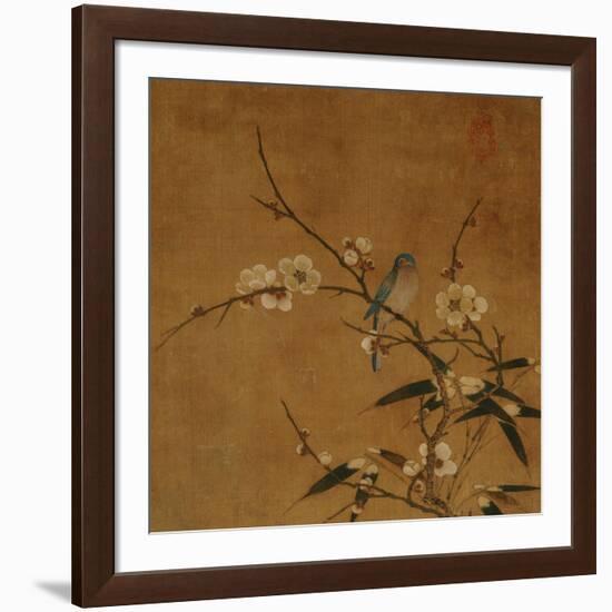 Blue Bird on a Plum Branch with Bamboo (13th/14th Century)-null-Framed Giclee Print