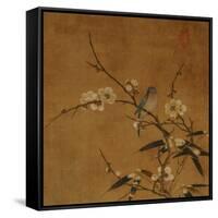 Blue Bird on a Plum Branch with Bamboo (13th/14th Century)-null-Framed Stretched Canvas