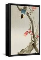 Blue Bird on a Plum Tree-Koson Ohara-Framed Stretched Canvas