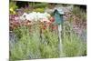 Blue Birdhouse in Flower Garden, Marion County, Illinois-Richard and Susan Day-Mounted Photographic Print