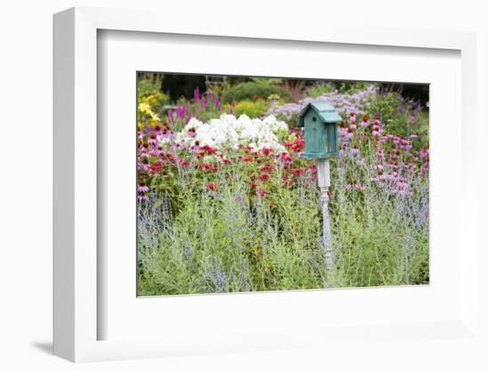 Blue Birdhouse in Flower Garden, Marion County, Illinois-Richard and Susan Day-Framed Photographic Print