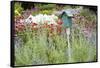 Blue Birdhouse in Flower Garden, Marion County, Illinois-Richard and Susan Day-Framed Stretched Canvas