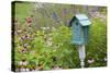 Blue Birdhouse in Flower Garden with Purple Coneflowers and Salvias, Marion County, Illinois-Richard and Susan Day-Stretched Canvas