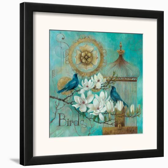 Blue Birds and Magnolia-Elaine Vollherbst-Lane-Framed Art Print