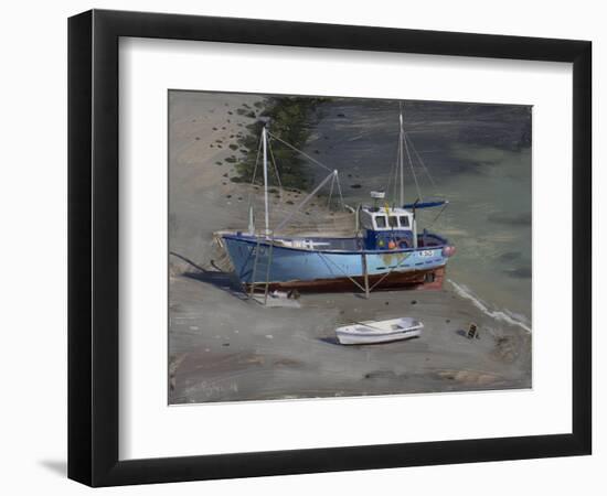 Blue Boat, Lulworth Cove, September-Tom Hughes-Framed Giclee Print