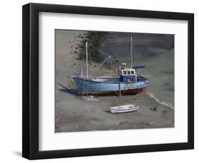 Blue Boat, Lulworth Cove, September-Tom Hughes-Framed Premium Giclee Print
